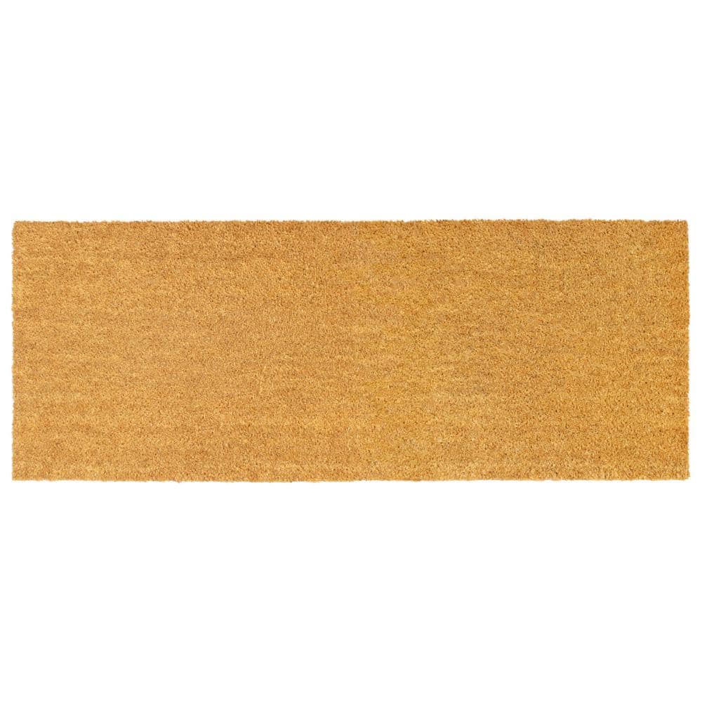 Plain Natural 18 in. x 48 in. Coir Non-Slip Outdoor Door Mat