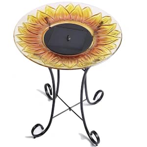 Sunflower Glass Solar Birdbath