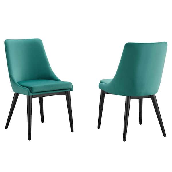 MODWAY Viscount Accent Performance Velvet Dining Chairs - Set of 2 in Teal