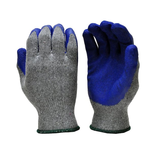 2 x Pairs Heavy Duty Stretch Knit Cotton Garden Gloves Green Rubber Grips 