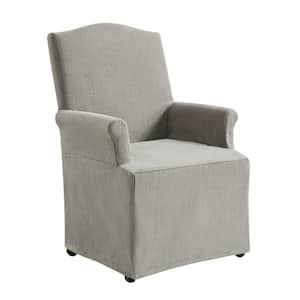 Adelina Grey Traditional Roll Arm Dining Chair with Hooded Caster Wheels