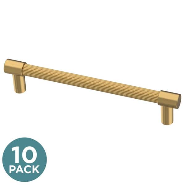 Liberty (10-Pack) Fluted 5-1/16 in. (128 mm) Modern Brushed Modern Gold Cabinet Handle Drawer Pulls
