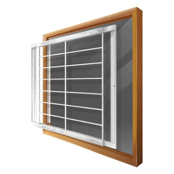 Mr. Goodbar Removable 62 in. to 74 in. Adjustable Width 8-Bar Window Guard, White