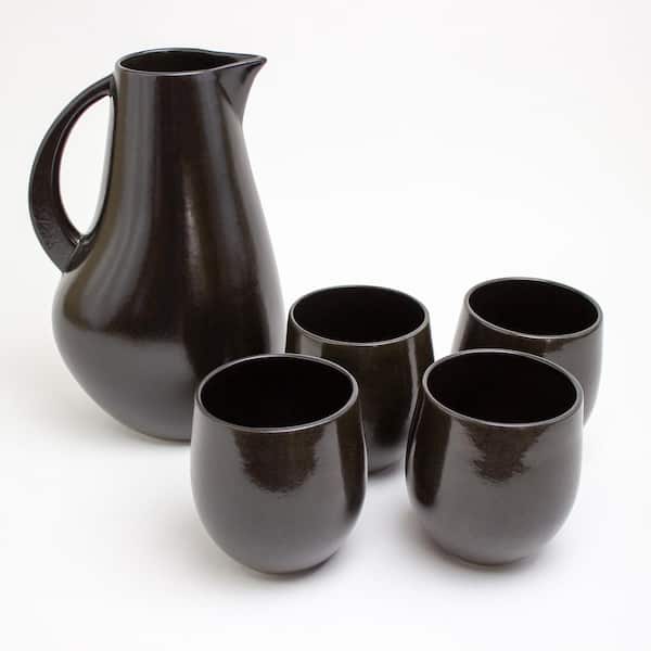 Carthage.Co La Marsa 5-Piece Large Stoneware Goblet Set, Onyx