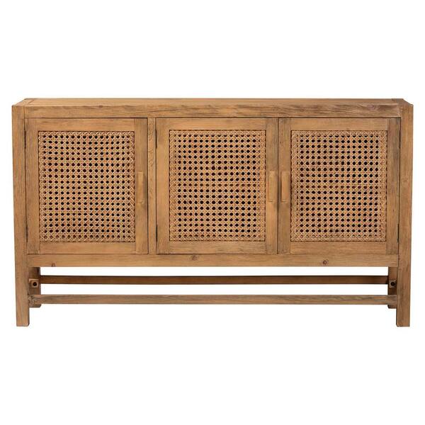 bali & pari Sibu Natural Brown Wood 35.8 in. H Accent Cabinet with