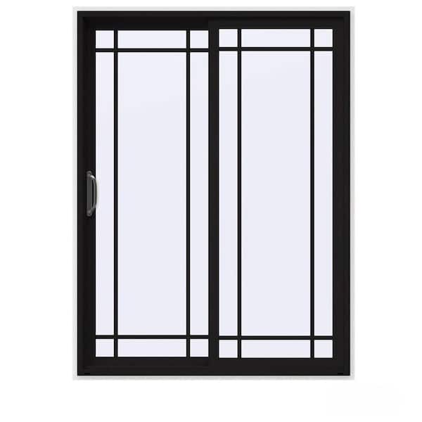 JELD-WEN 60 in. x 80 in. V-4500 Contemporary Black FiniShield Vinyl Left-Hand 9 Lite Sliding Patio Door w/White Interior
