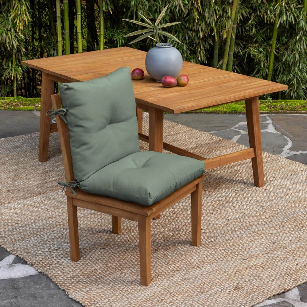 Sage Green Eco-Friendly Bamboo Viscose Dining Chair Cushions, Set of 2