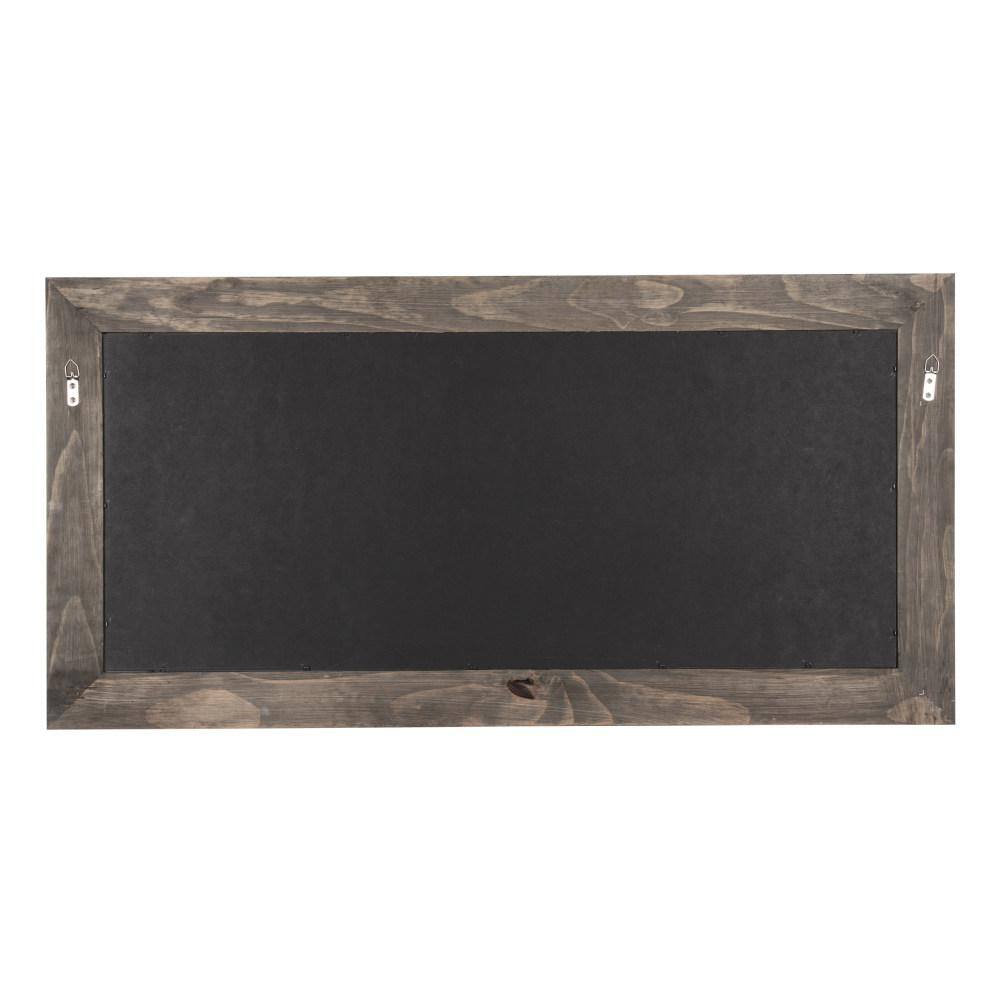 Rustic Graywash 36"x18" Wood Framed Pub Mirror with Metal Hooks