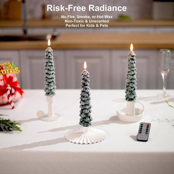 4 Pack Flameless Christmas Tree Candles with Remote, 9.8 LED Battery Oper 4 Pack Flameless Christmas Tree Candles with Remote, 9.8 LED Battery Oper