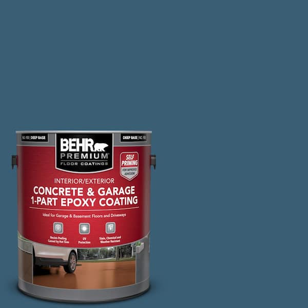 BEHR PREMIUM 1 gal. #S490-7 Superior Blue Self-Priming 1-Part Epoxy Satin Interior/Exterior Concrete and Garage Floor Paint