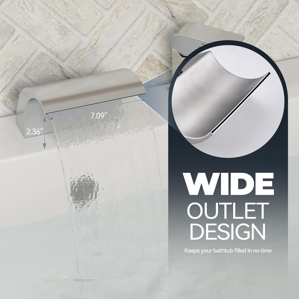 Brushed Nickel Waterfall Tub Faucet with Hand Shower