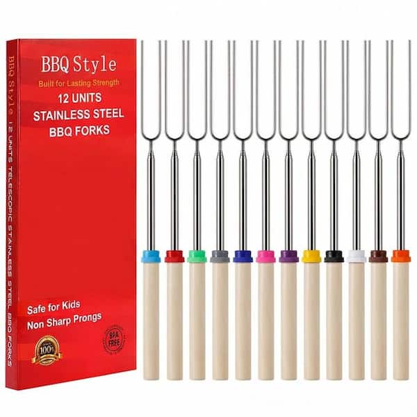 12 Pieces 32 in. Marshmallow Roasting Sticks Telescoping Smores Skewers for Fire Pit Grill Campfire Hotdog Bonfire