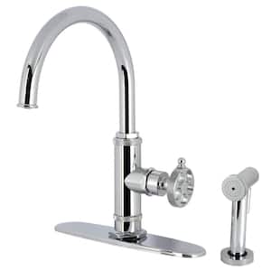 Webb Deck Mount Single Handle Standard Kitchen Faucet with Sprayer in Polished Chrome