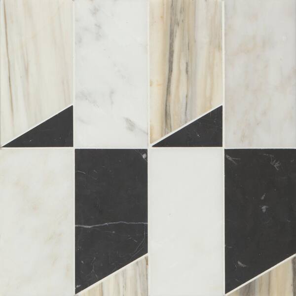 Bedrosians Modni Square 12 in. x 12 in. Honed Warm Blend Marble Mosaic ...