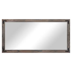 (33 in. W x 66 in. H) Carbon Grey Hardwood Rectangle Mirror with Decorative Corner Bracket