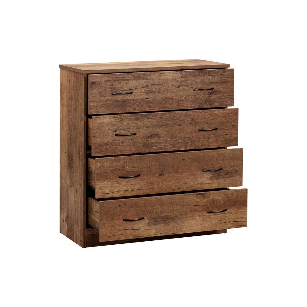 Mountain Oak Four Drawer Chest with Black Pulls