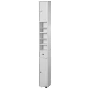 Floor Cabinet 8 in. W x 8 in. D x 72 in. H White Wooden Freestanding Linen Cabinet with 2-Doors, 1-Drawer