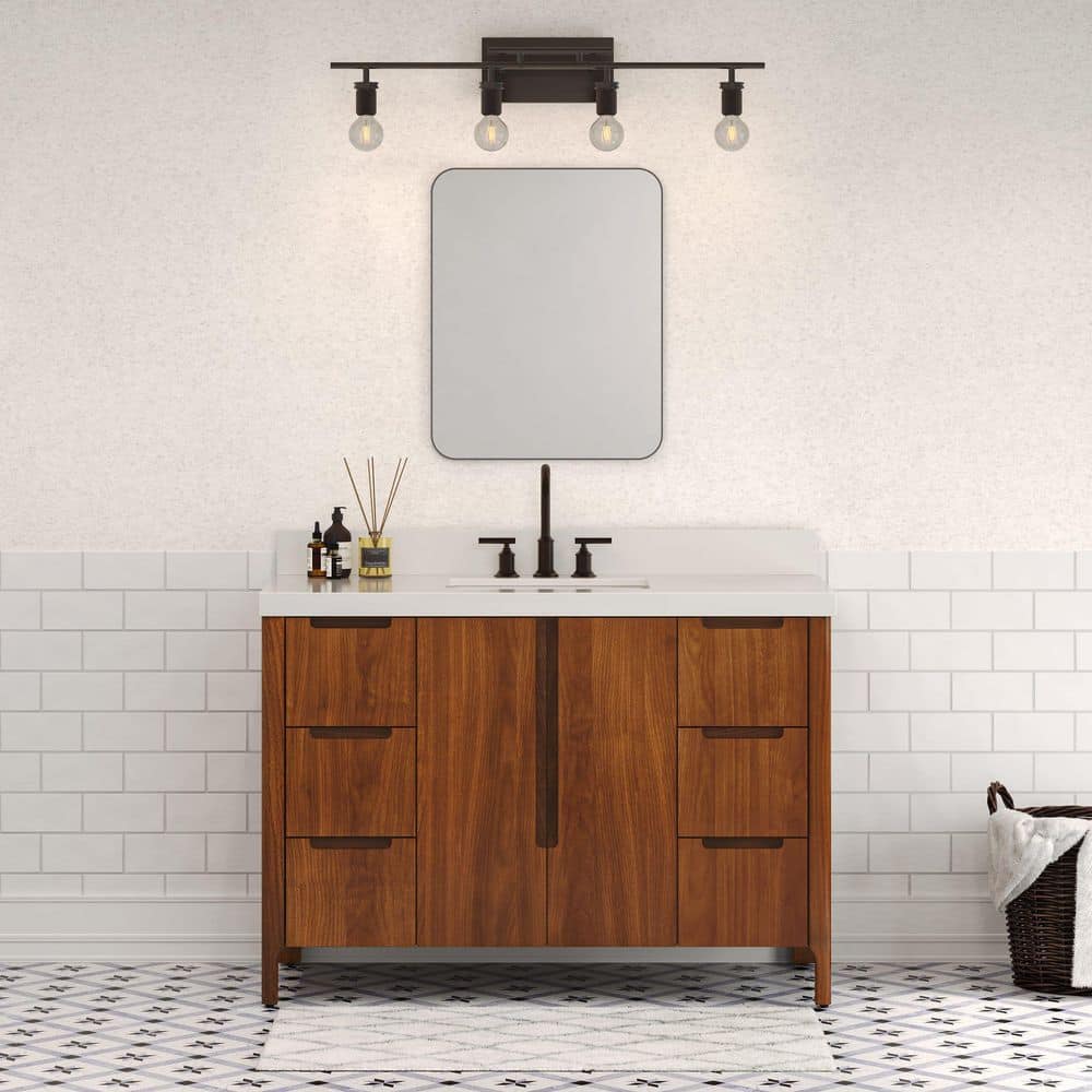 Sequoia 48" Noir Juglans Single Sink Vanity with Quartz Top