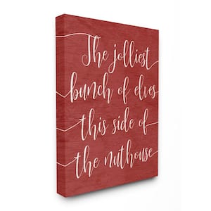 24 in. x 30 in."Holiday Minimal Rustic The Jolliest Bunch Of Elves Red" by Artist Daphne Polselli Canvas Wall Art