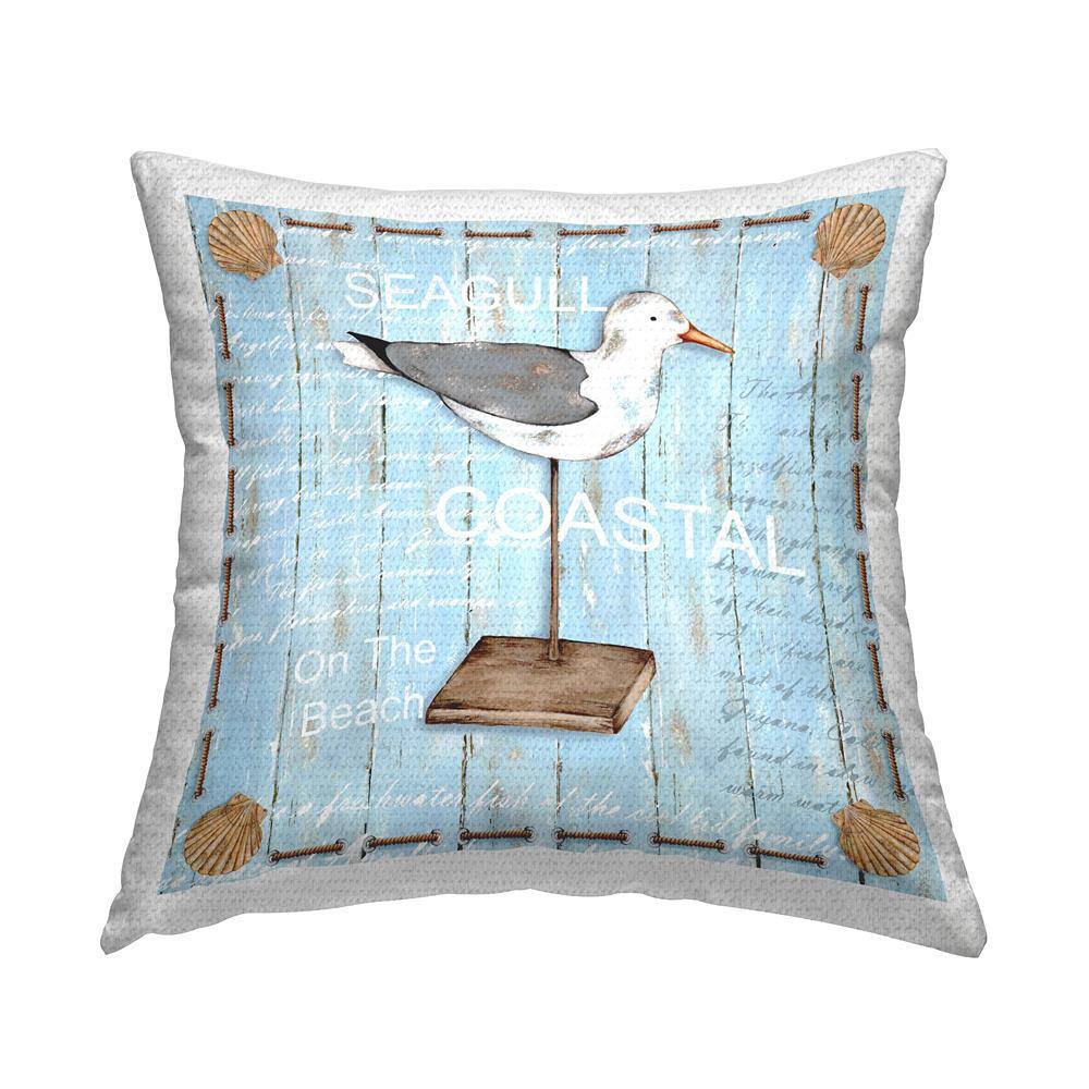 Coastal Seagull Bird Rustic Border Blue Square Outdoor Throw Pillow price history on PriceWatchPro