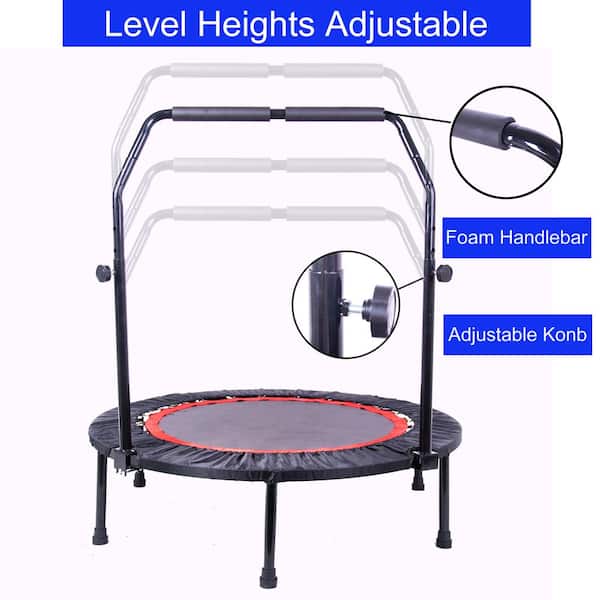 40 in. Mini Foldable Exercise Trampoline, Fitness Rebounder Trampoline with  Safety Pad and Adjustable Handrail QD-CYW2-6798 - The Home Depot
