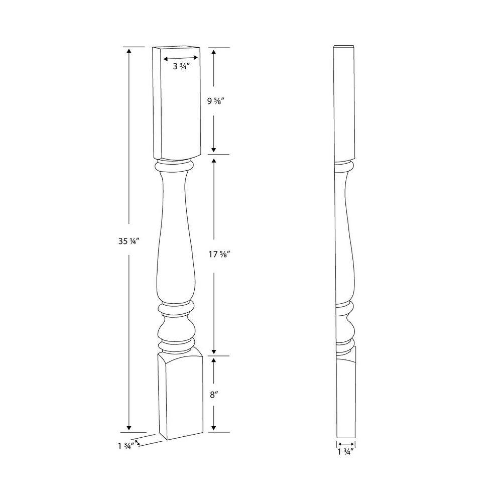 35.25" Natural Hard Maple Half Round Kitchen Island Leg
