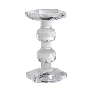 Clear Crystal Glass Solid Turned Pillar Candle Holder