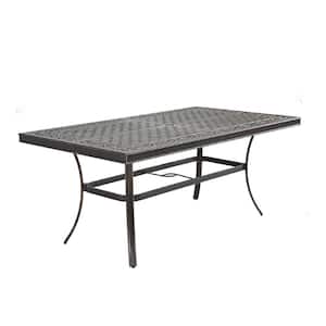 Outdoor Patio Rectangle 67 in. Cast Aluminum Dining Classic Pattern Table with Umbrella Hole