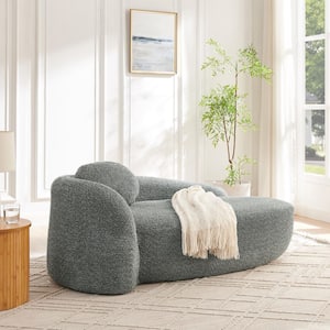 Seafuloy Brown Boucle Polyester Oval Single Lazy Sofa Chair with