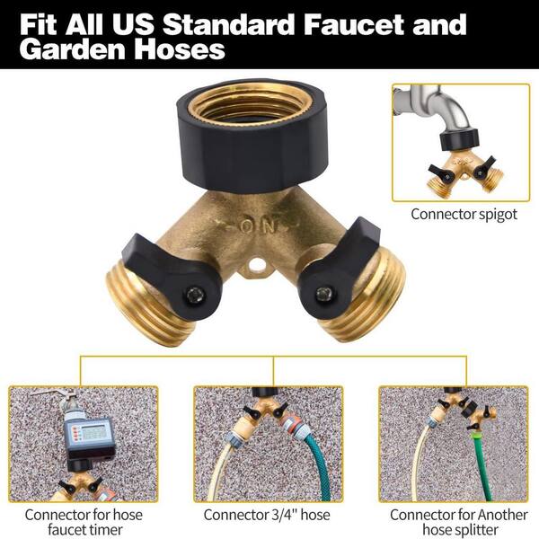 2-Pack 1/2 Inch Brass 3-Way T-Shaped Water Splitter – Durable Shower Hose Adapter For Bathroom & Kitchen Hookups