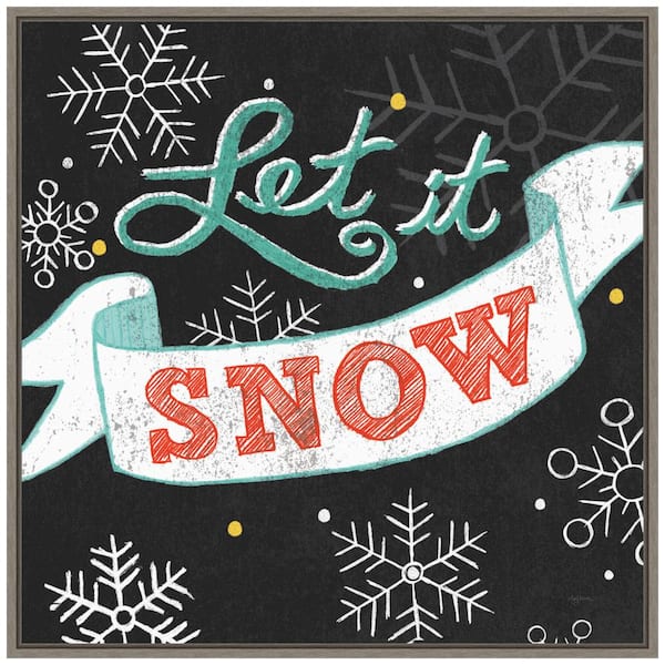 Amanti Art 22 in. Let it Snow Christmas Holiday Framed Canvas Box Wall Art