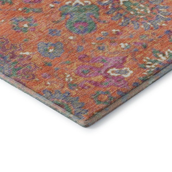 Mayfield Premium Machine Washable Abstract AMF2013 Orange 3 ft. x 5 ft. Area Rug