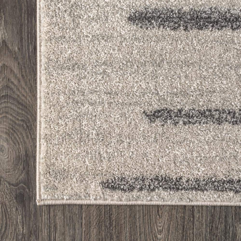 Aya 8' x 10' Gray and Cream Synthetic Stripe Area Rug