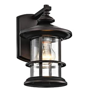 1-Light Oiled Rubbed Bronze Metal Outdoor Wall Lantern Sconce with Anti-Rust and Waterproof (2-Pack)