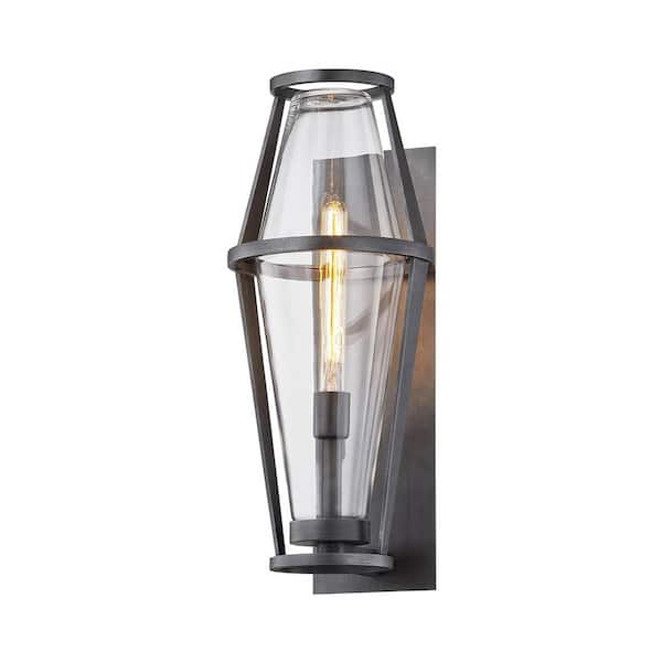 Troy Lighting Prospect 21.5 in. 1-Light Graphite Wall Sconce with Clear Glass Shade