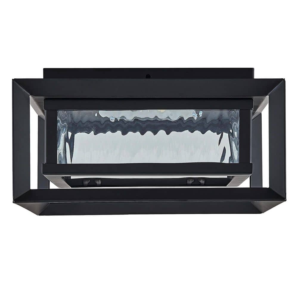 Matte Black Glass LED Outdoor Ceiling Light