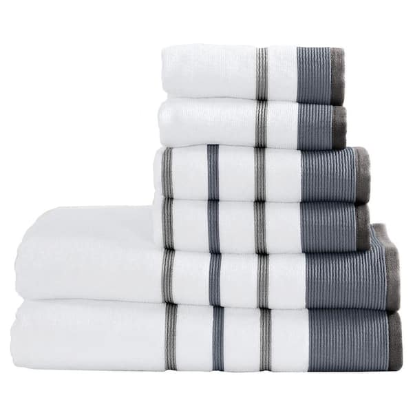 Hand Towels S/2 Colors Gray Yellow White Striped Quick Dry Towels
