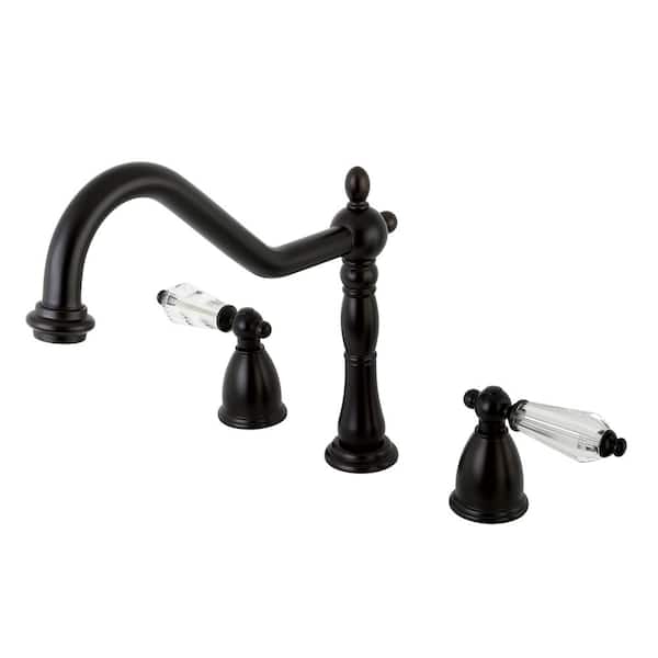 Kingston Brass Victorian Crystal 2-Handle Standard Kitchen Faucet in Oil Rubbed Bronze
