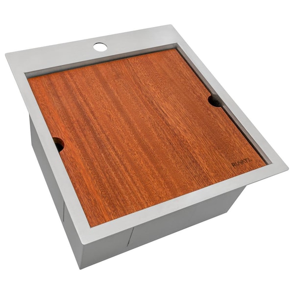 Ruvati Vino 18 in. Drop-in Topmount Single Bowl 16-Gauge Stainless Steel RV Workstation Bar Prep Kitchen Sink