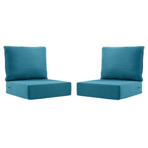 Carolina 24 in. x 24 in. x 6 in. Olefin 4-Piece Deep Seating Outdoor Lounge Chair Sofa Cushion in Peacock Blue