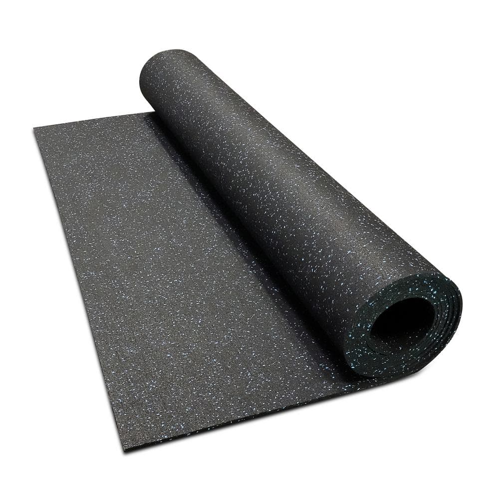 VEVOR Rolled Rubber Gym Basement Fitness Flooring 3.6'x10.2' Roll 1/4 Blue  Speckle