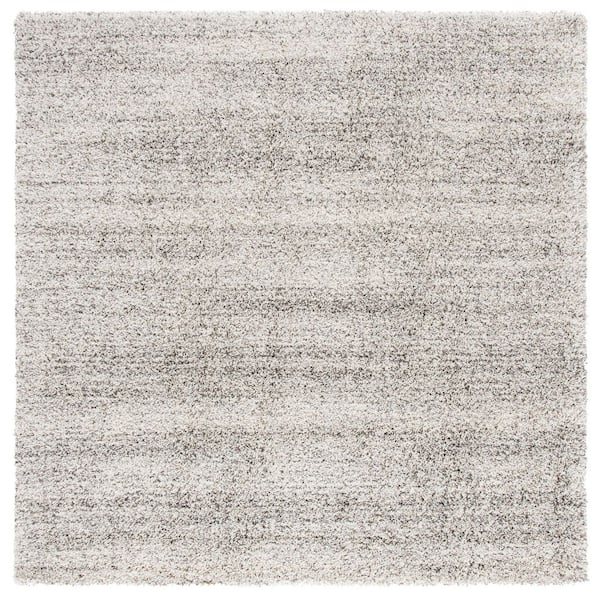 Hudson Shag 8 ft. x 8 ft. Ivory/Gray Solid Marle Square Area Rug