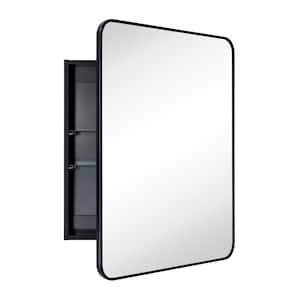 Garnes 24 in. W x 30 in. H Rectangular Recessed or Surface Mount Metal Framed Medicine Cabinet with Mirror in Black