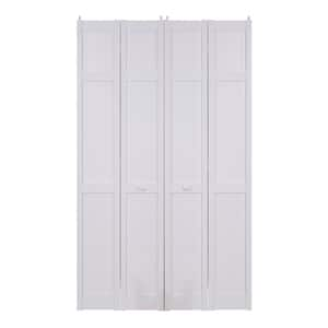 48 in. x 80 in. Seabrooke Shaker Style White, Hollow Core, PVC Vinyl Bi-fold Door With Hardware.