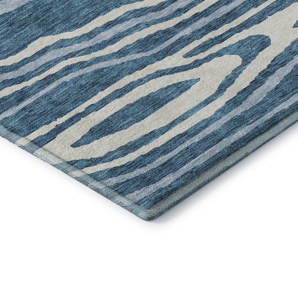 Mayfield Premium Machine Washable Abstract AMF974 Navy 5 ft. x 7 ft. 6 in. Area Rug
