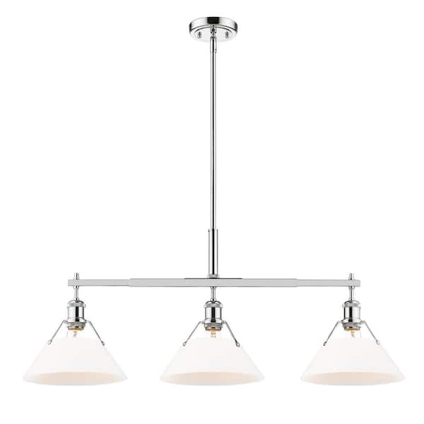 Golden Lighting Orwell 100-Watt 3-Light Chrome and Opal Glass Linear Pendant Light