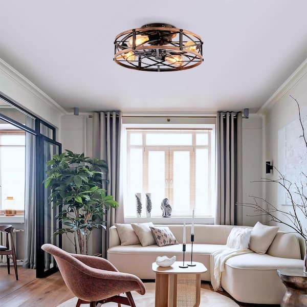 19 in. Bronze Iron Housing and Gray PC Blades Flush Mount Standard Ceiling Fan Without Lights,Remote,Reversible DC Motor