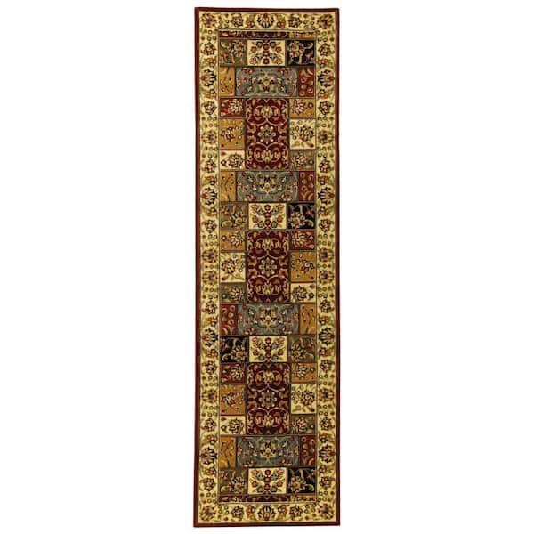 SAFAVIEH Lyndhurst Multi/Ivory 2 ft. x 14 ft. Antique Floral Border Runner Rug