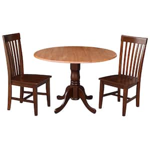3-Piece 42 in. Cinnamon/Espresso Dual Drop Leaf Table Set with 2-Side Chairs