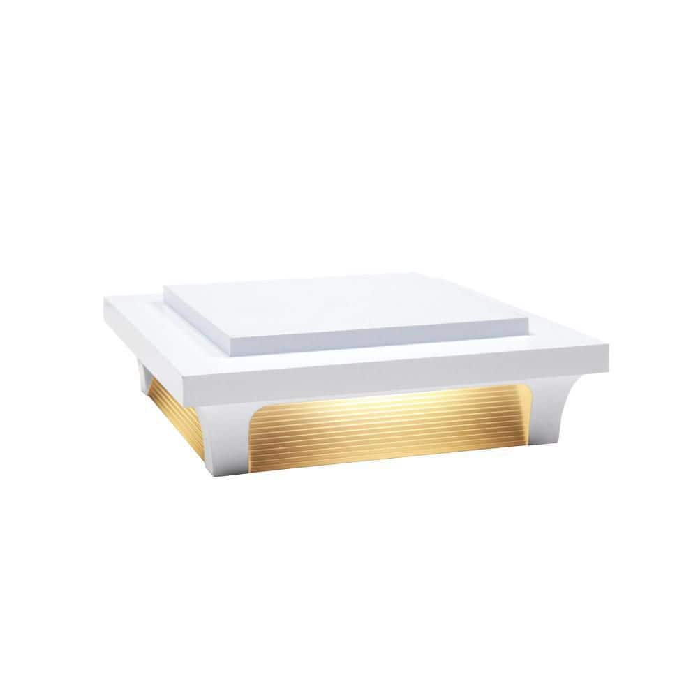 White Aluminum LED Post Cap Light with Warm White Glow